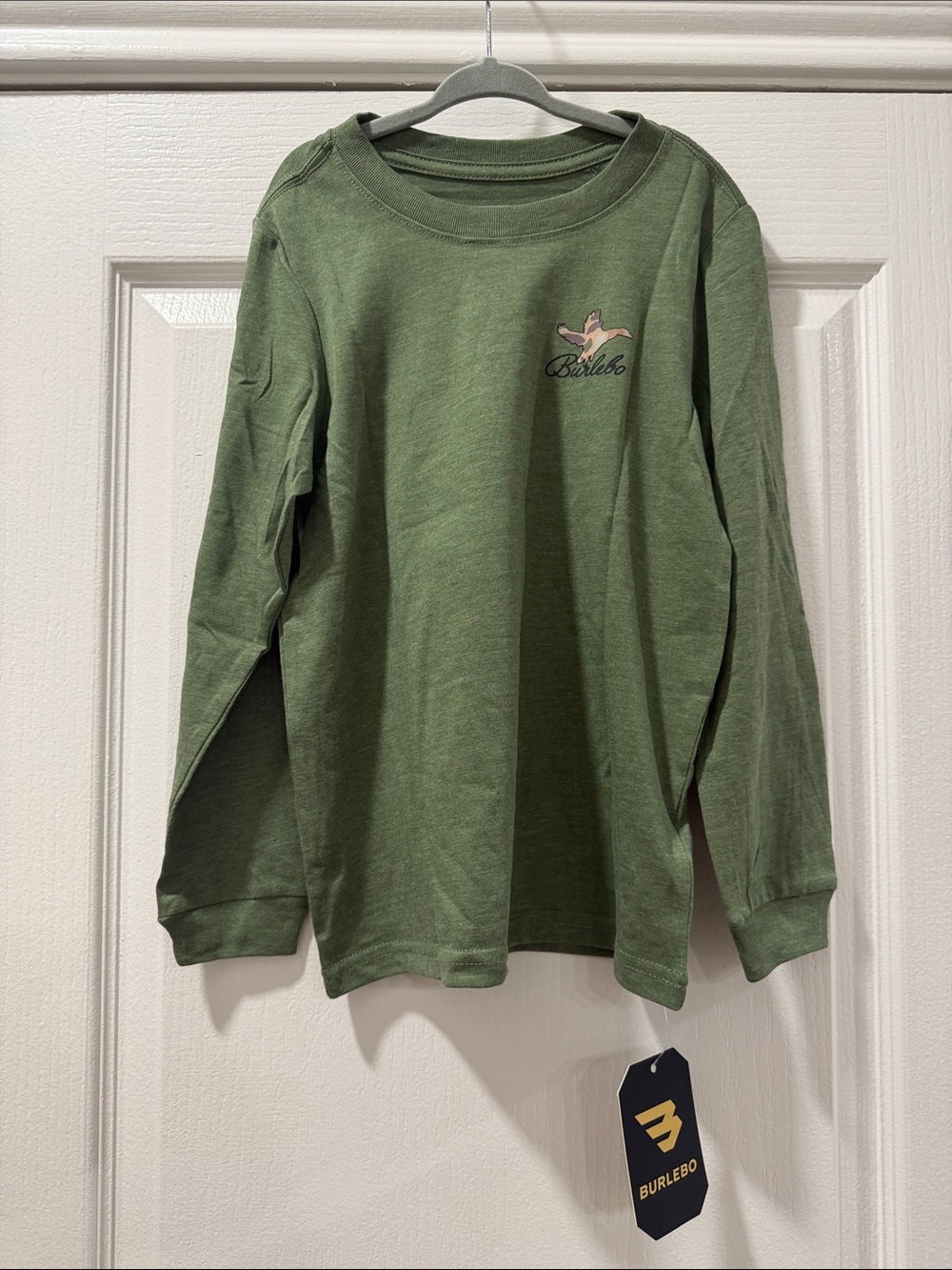 BURLEBO Olive Green Long Sleeve Tee with Chest Logo